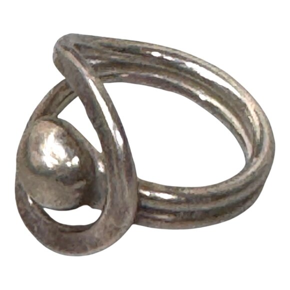 Sterling Silver Abstract Design Ring Size 7.75 Modernist MCM Retro Y2K Boho Chic - Picture 1 of 9